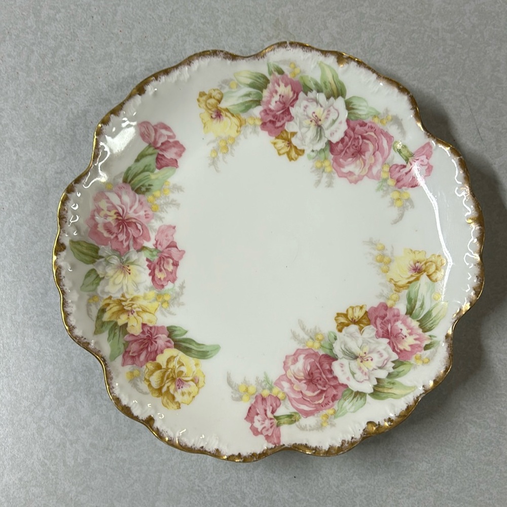 VTG Limoges France Elite Works Dish Pink Floral and Gold Trim - Picture 1 of 8